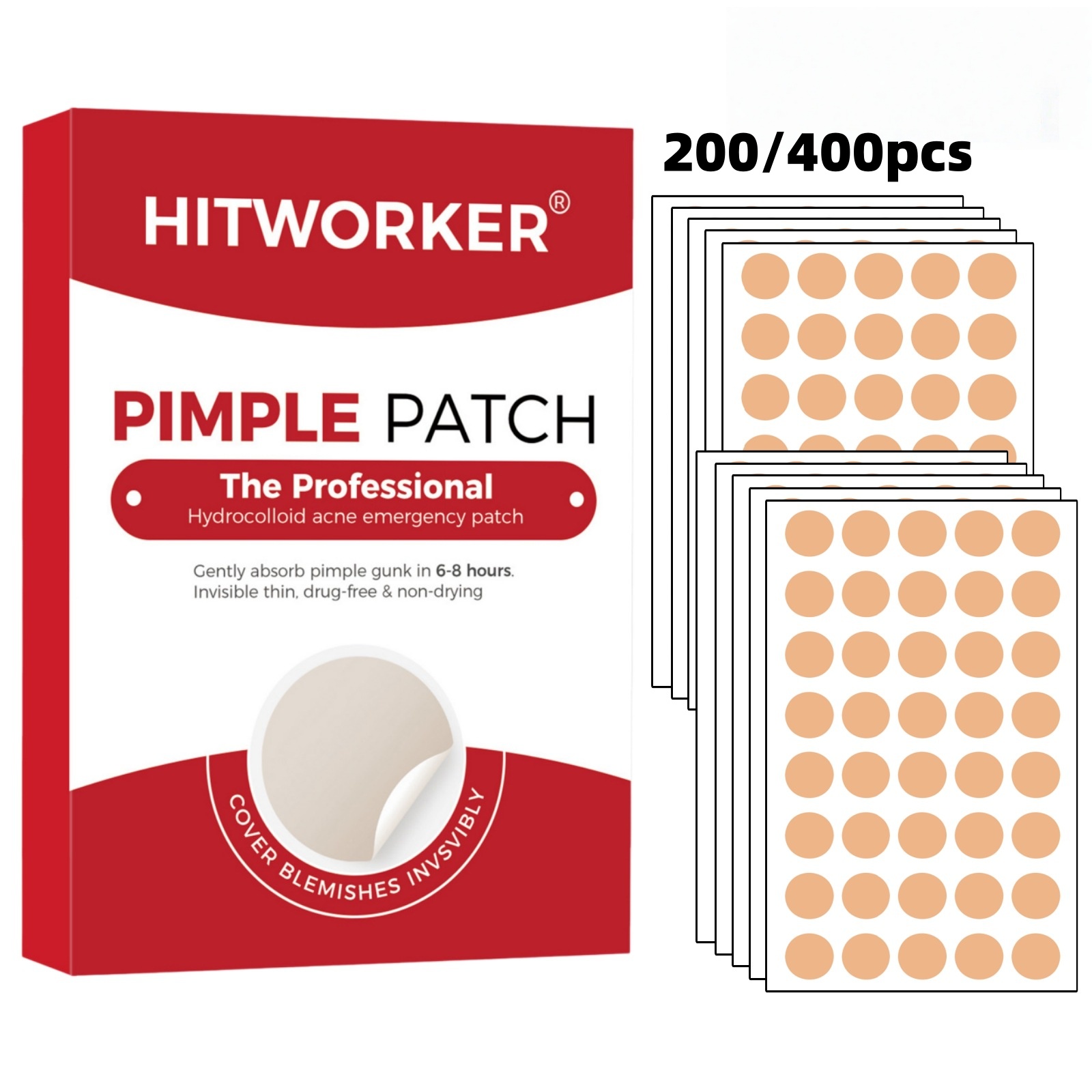 Skincare Moisturizer - 200/400 Stück Akne-Pflaster für dunkle Hauttöne,