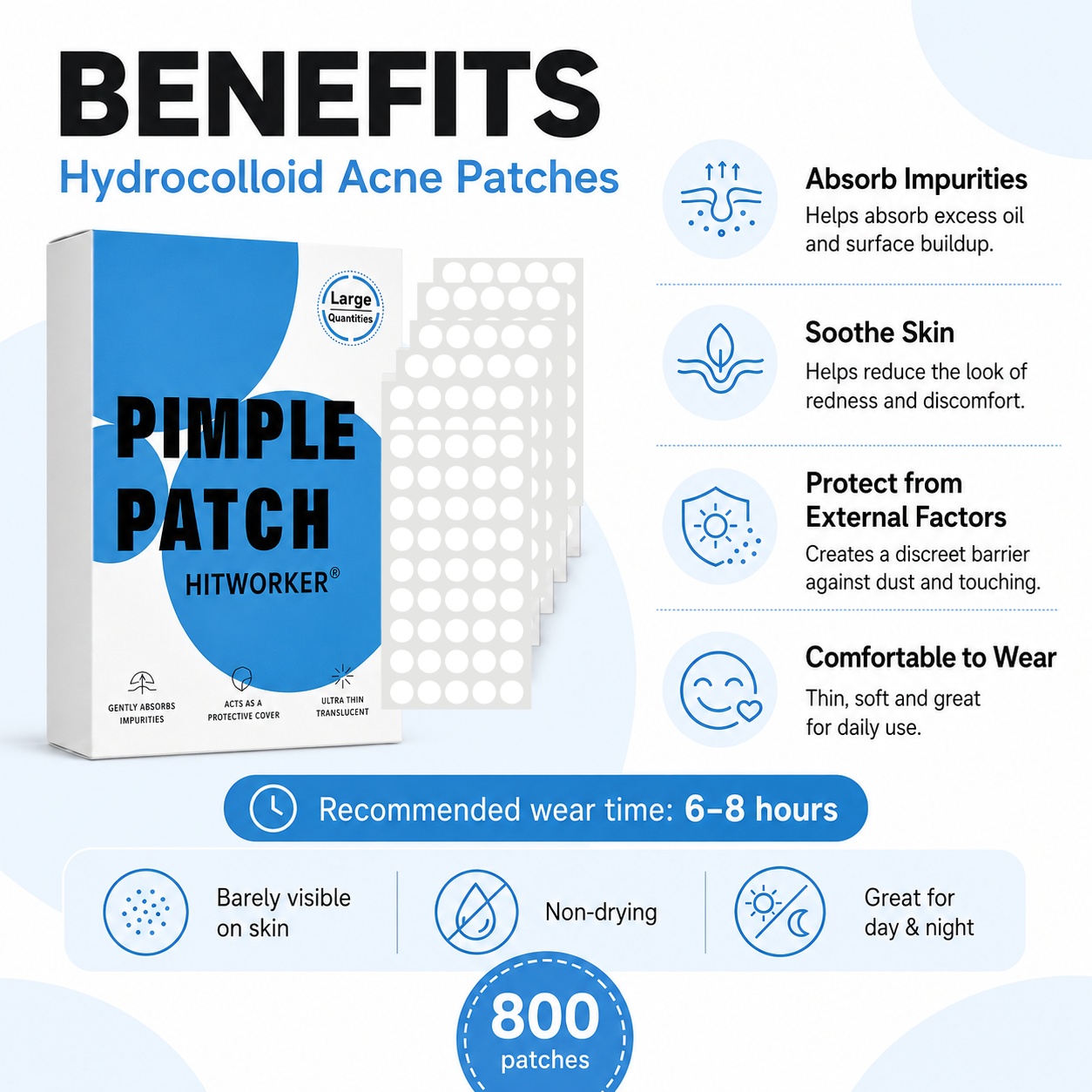 800 Stück Hydrokolloid-Akne-Pf – Skincare Acne Bewertung und Preis